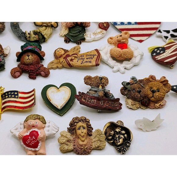 Lot Of 20 Vintage Brooches And Pins Boyd's Bear Style, 4th Of July, Primitive - Picture 13 of 14